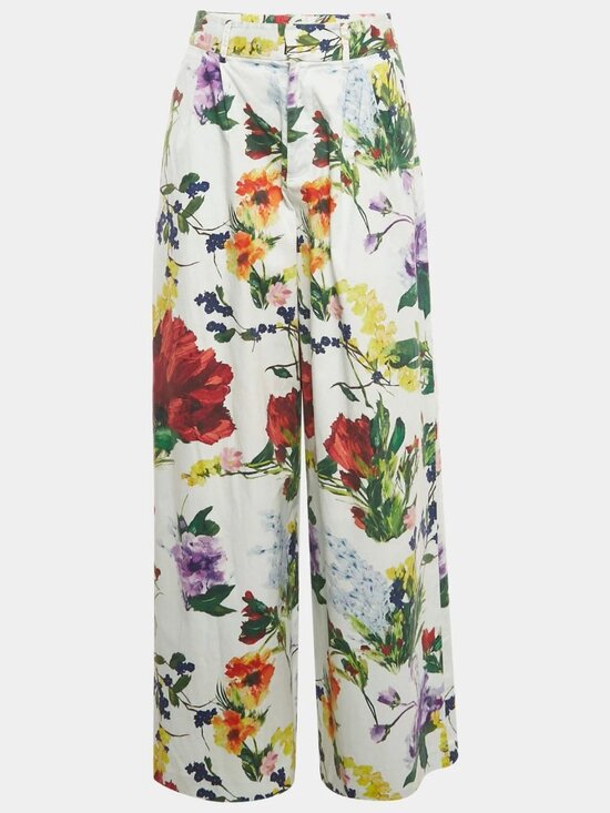 Pants - Womens Alice + Olivia Vibrant Multicolor (Item- 73) Floral Wide Leg Pants 2